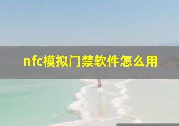 nfc模拟门禁软件怎么用