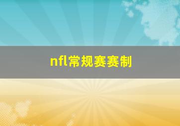 nfl常规赛赛制