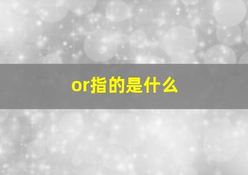 or指的是什么