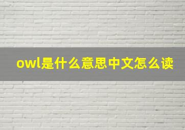 owl是什么意思中文怎么读