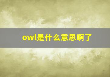 owl是什么意思啊了