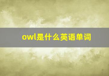 owl是什么英语单词