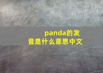 panda的发音是什么意思中文