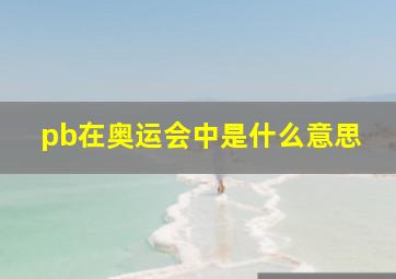 pb在奥运会中是什么意思