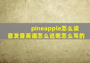 pineapple怎么读音发音英语怎么说呢怎么写的