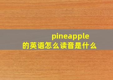 pineapple的英语怎么读音是什么