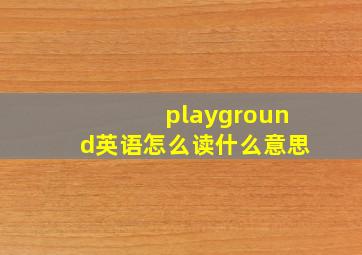 playground英语怎么读什么意思