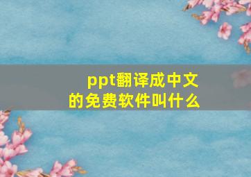 ppt翻译成中文的免费软件叫什么