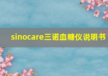 sinocare三诺血糖仪说明书