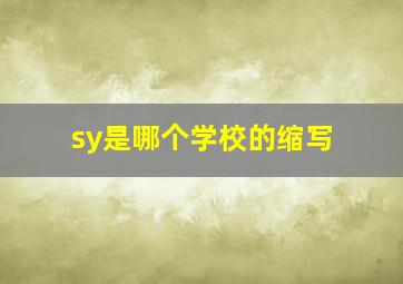 sy是哪个学校的缩写