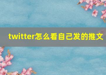 twitter怎么看自己发的推文