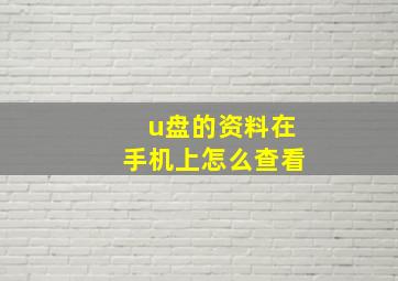 u盘的资料在手机上怎么查看