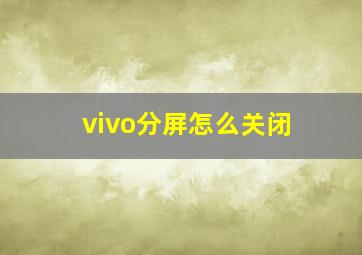 vivo分屏怎么关闭