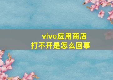 vivo应用商店打不开是怎么回事