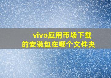 vivo应用市场下载的安装包在哪个文件夹