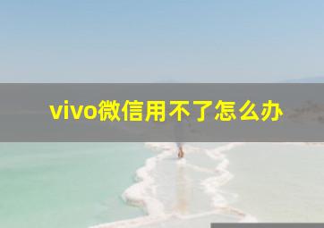 vivo微信用不了怎么办