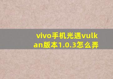 vivo手机光遇vulkan版本1.0.3怎么弄