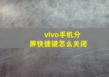 vivo手机分屏快捷键怎么关闭