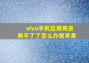 vivo手机应用商店用不了了怎么办呢苹果