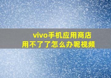 vivo手机应用商店用不了了怎么办呢视频