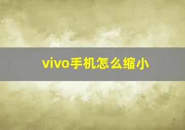 vivo手机怎么缩小