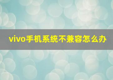 vivo手机系统不兼容怎么办