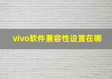 vivo软件兼容性设置在哪