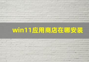 win11应用商店在哪安装