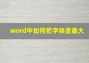 word中如何把字体变最大