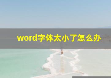 word字体太小了怎么办