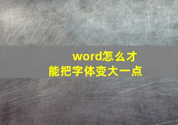 word怎么才能把字体变大一点