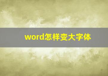 word怎样变大字体