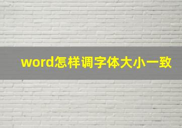 word怎样调字体大小一致