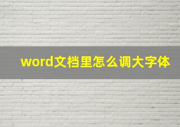 word文档里怎么调大字体