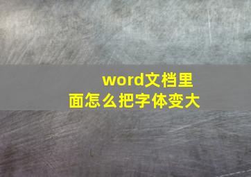 word文档里面怎么把字体变大