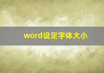 word设定字体大小