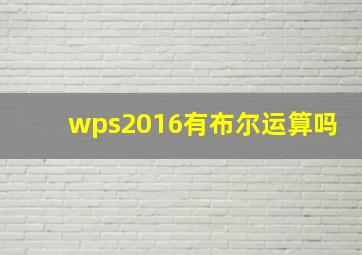 wps2016有布尔运算吗