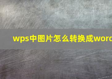 wps中图片怎么转换成word