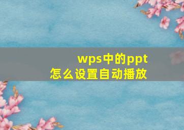 wps中的ppt怎么设置自动播放