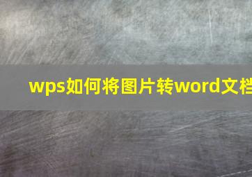 wps如何将图片转word文档