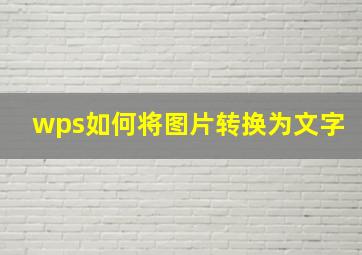 wps如何将图片转换为文字