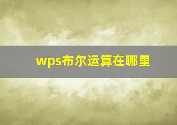 wps布尔运算在哪里