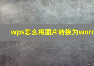 wps怎么将图片转换为word