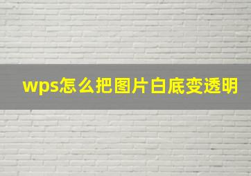 wps怎么把图片白底变透明