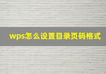 wps怎么设置目录页码格式