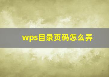 wps目录页码怎么弄