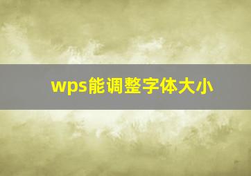 wps能调整字体大小