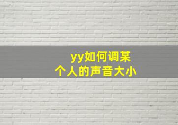 yy如何调某个人的声音大小