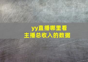 yy直播哪里看主播总收入的数据