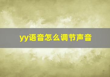 yy语音怎么调节声音